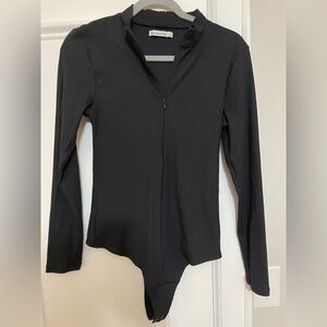 Abercrombie Black Ribbed Women's Bodysuit